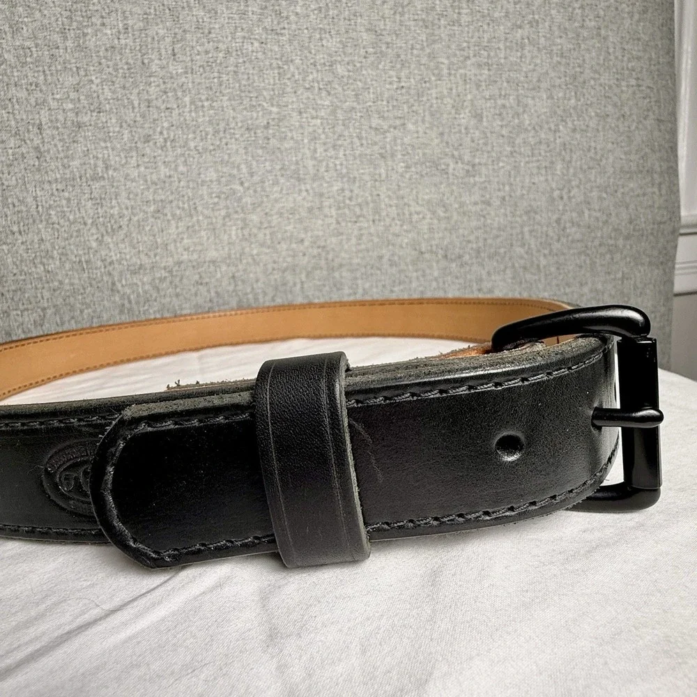 FD Leatherworks Black Stitched Heavy Duty Work Belt Police EMS Size‎ 44